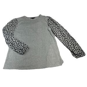 TINT & SHADOW Very Soft Knit Sweater Gray Blk Dalmatian Dog Sleeves Party Size L